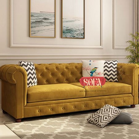 Henry 3 Seater Sofa (Velvet, Chestnut Brown)